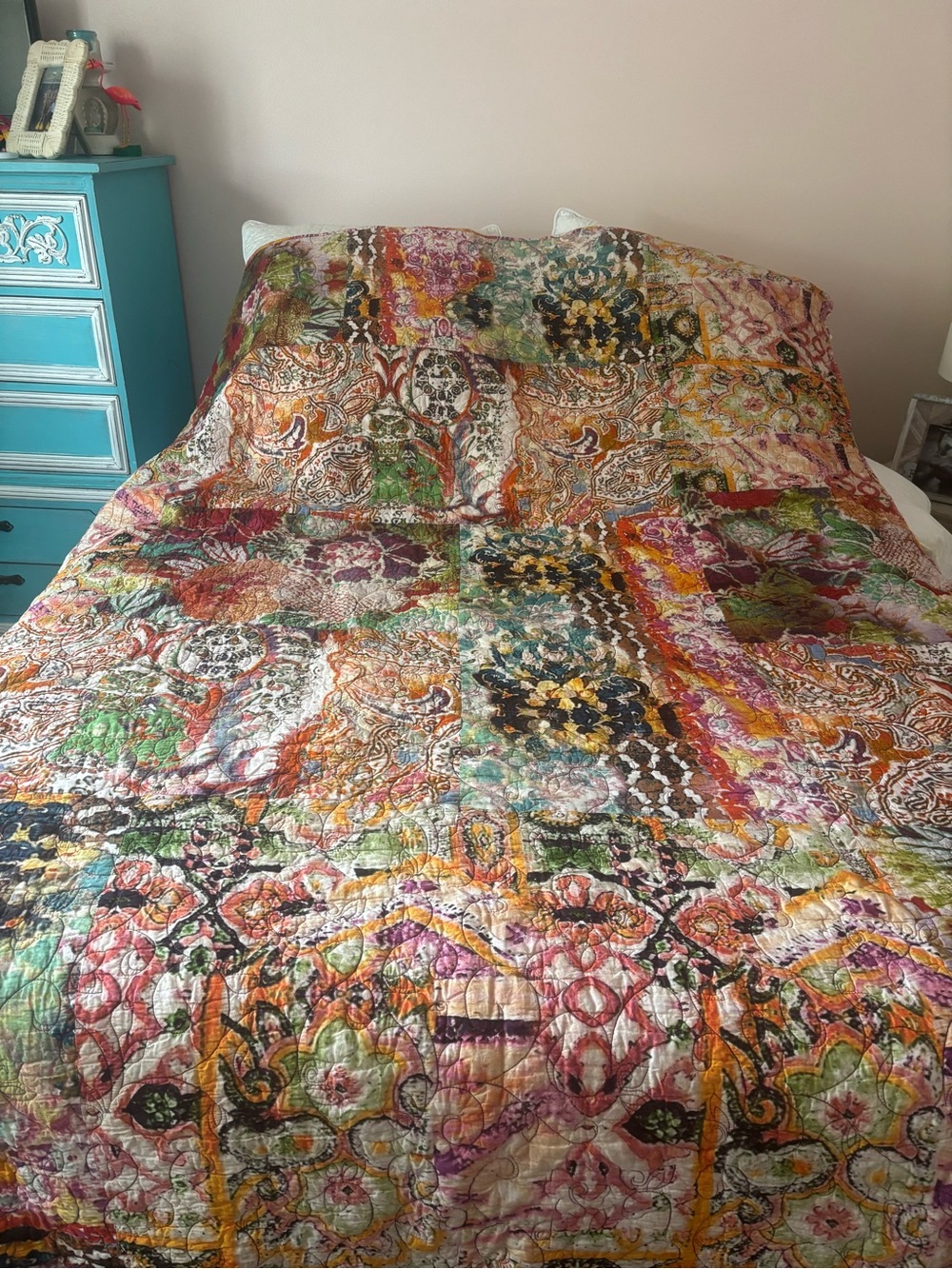 Poetic Wanderlust Patchwork Quilt Full Size GUC boho